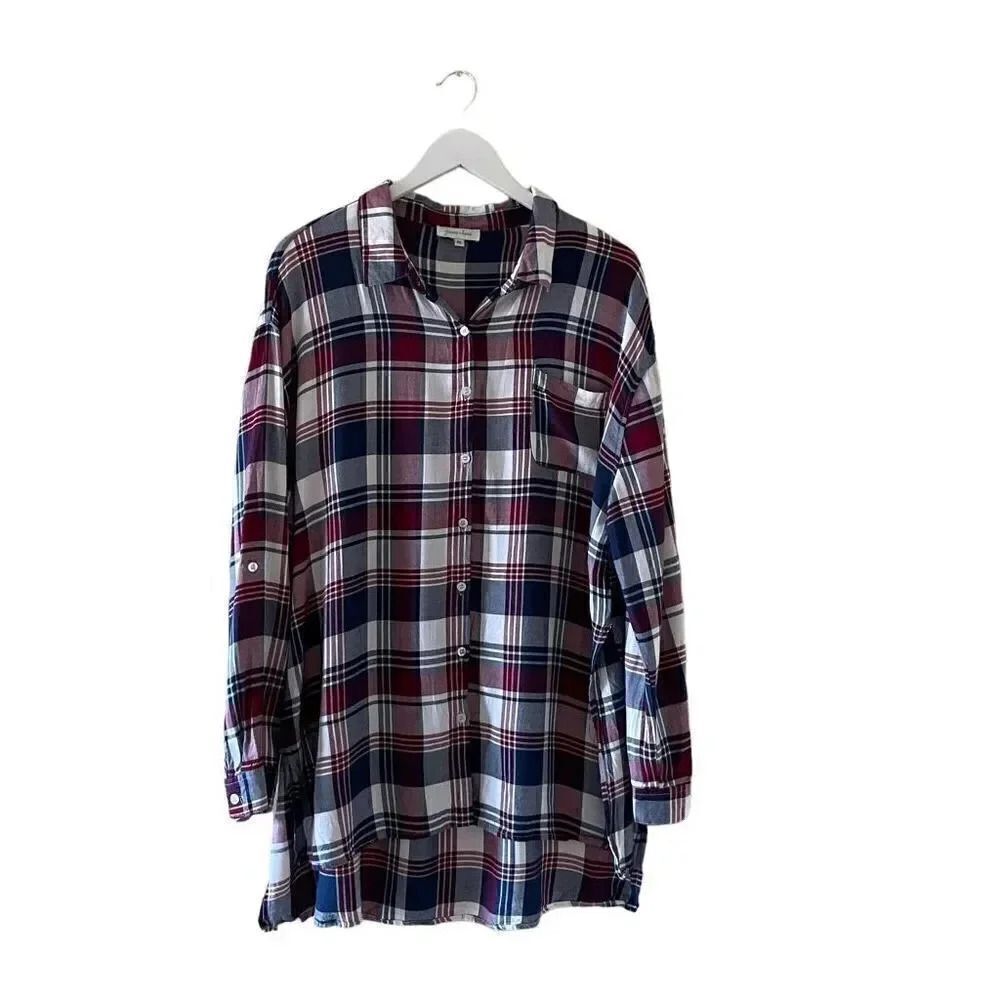 Grace & Lace Viscose Rolling Sleeves  Casual Button-Down Collar SZ XL # 1630